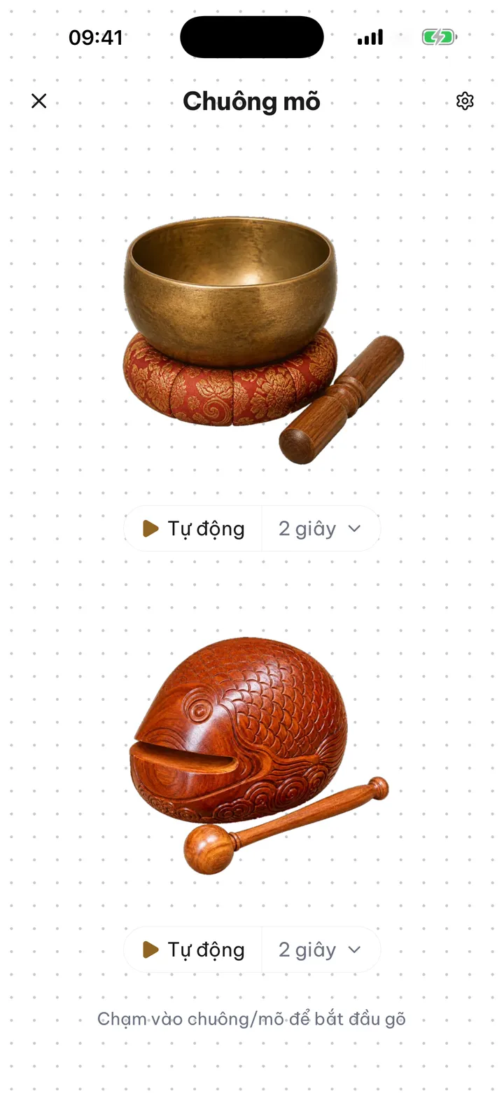 Màn hình chuông và mõ của Sen